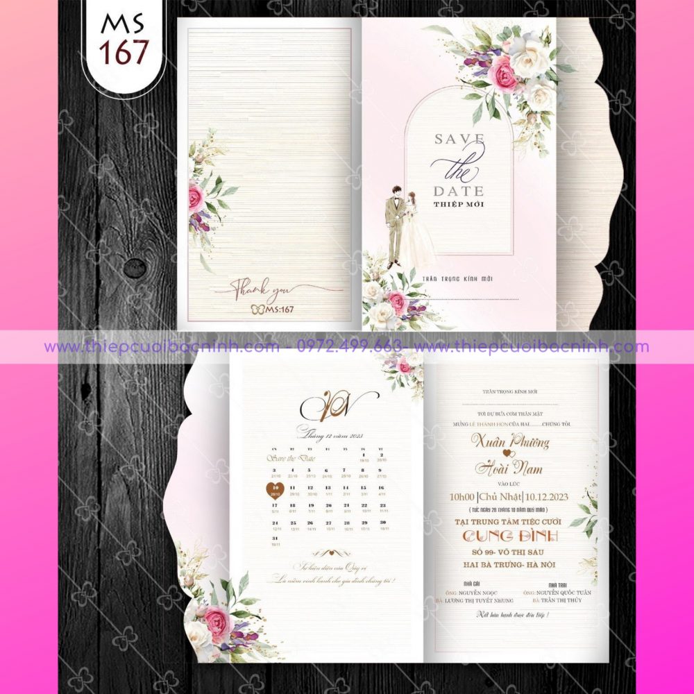 Thiệp cươi màu be vân tre MS OP200 167 - thiệp cưới Bắc Ninh 0972499663