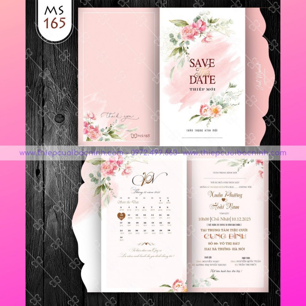 Thiệp cươi màu đỏ hồng mã MS OP200 165 - thiệp cưới Bắc Ninh 0972499663