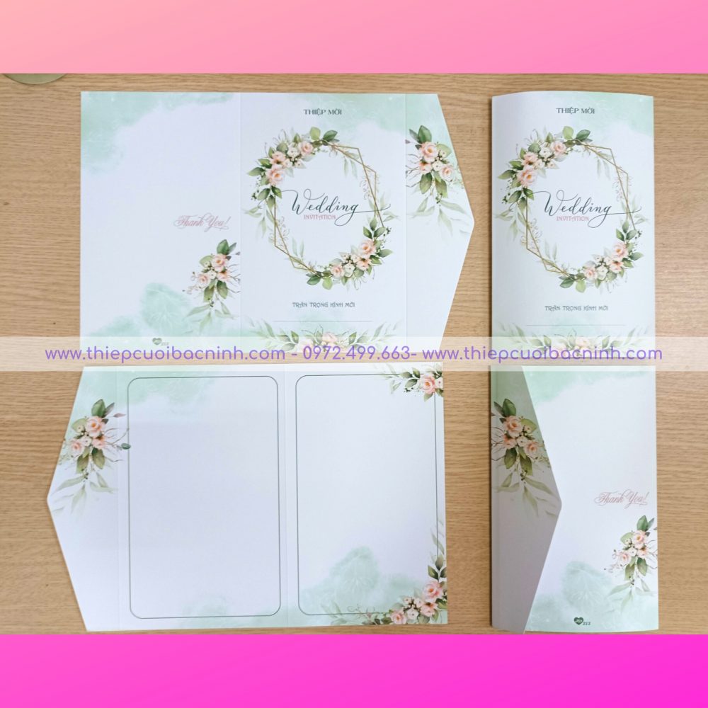 Thiệp cưới màu xanh HD213