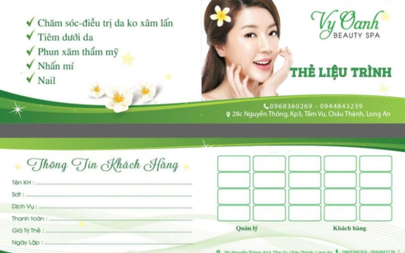 In thẻ dịch vụ SPA Bắc Ninh