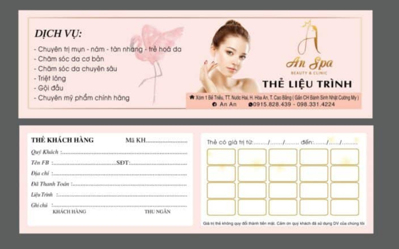 In thẻ dịch vụ SPA Bắc Ninh